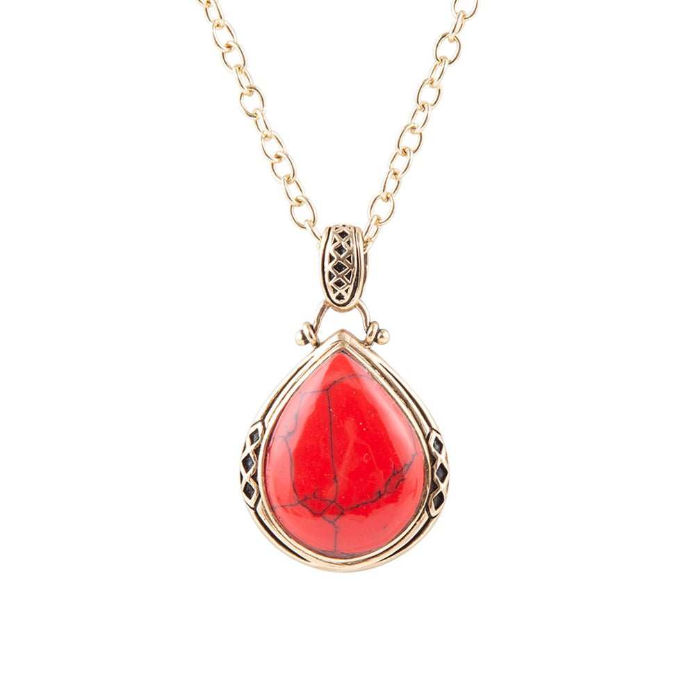 Red Howlite Teardrop Pendant Necklace - Barse Jewelry - Flyclothing LLC