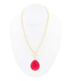 Red Jade Teardrop Golden Chain Necklace - Barse Jewelry - Flyclothing LLC