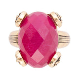Faceted Red Raspberry Quartz Golden Statement Ring - Barse Jewelry - Flyclothing LLC