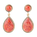 Red Sponge Coral Golden Drop Earrings - Barse Jewelry - Flyclothing LLC