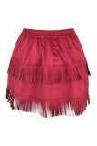 Daisy Corsets Red Suede Ruched Bustle Skirt w/Fringe - Daisy Corsets - Flyclothing LLC