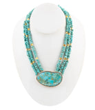 Refined Blue Turquoise Golden Statement Necklace - Barse Jewelry - Flyclothing LLC