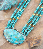 Refined Blue Turquoise Golden Statement Necklace - Barse Jewelry - Flyclothing LLC