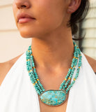 Refined Blue Turquoise Golden Statement Necklace - Barse Jewelry - Flyclothing LLC