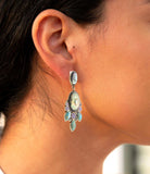 Regal Blue Abalone Mixed Stone Golden Statement Drop Earrings - Barse Jewelry - Flyclothing LLC