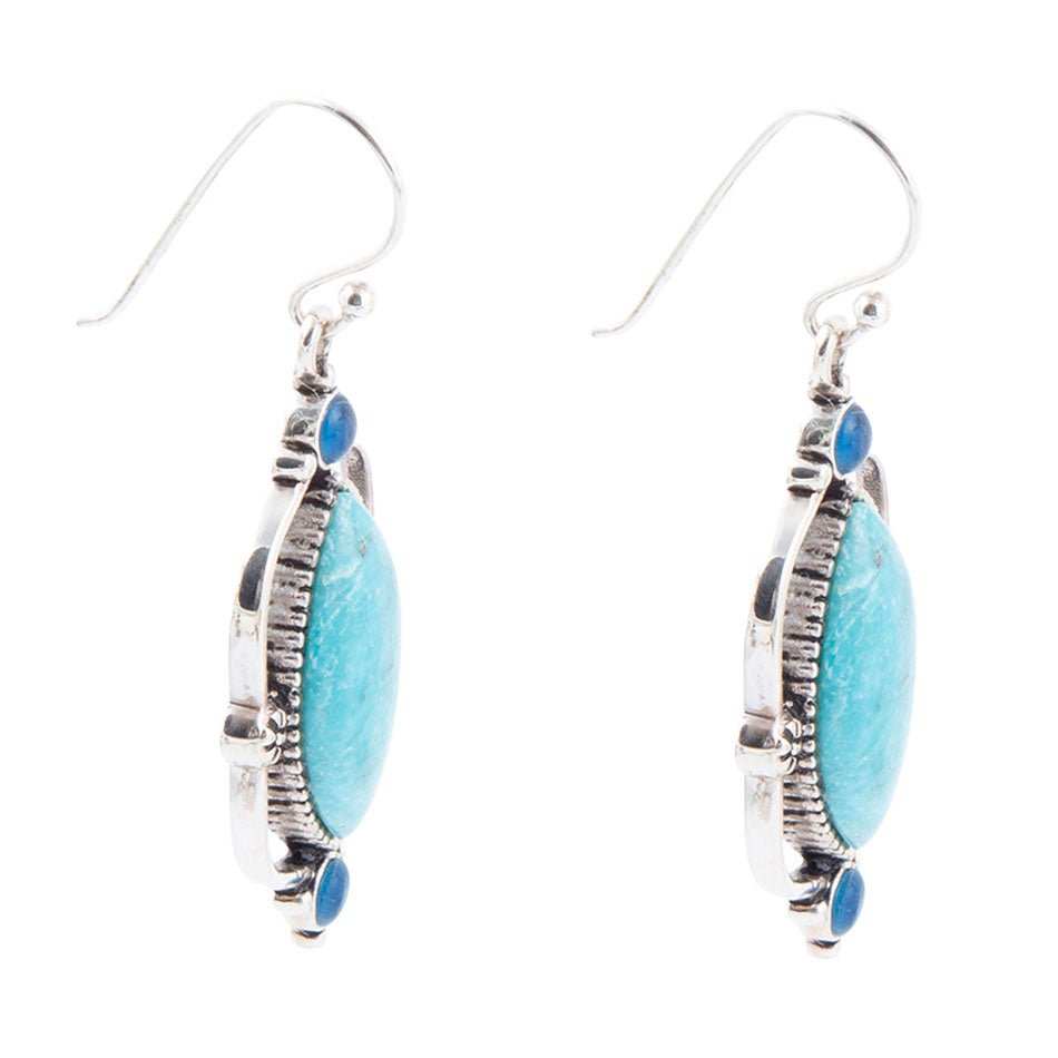 Regal Blue Turquoise and Apatite Sterling Silver Drop Earrings - Barse Jewelry - Flyclothing LLC