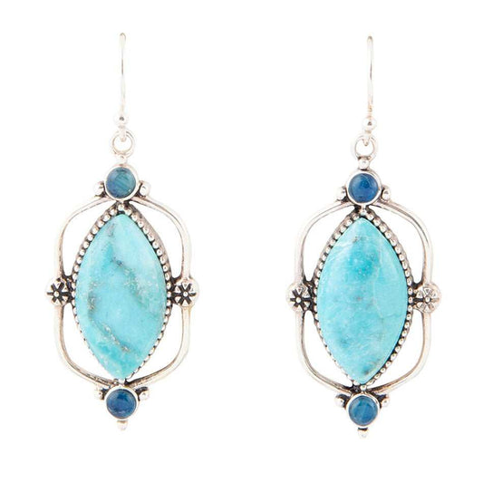 Regal Blue Turquoise and Apatite Sterling Silver Drop Earrings - Barse Jewelry - Flyclothing LLC