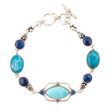 Regal Blue Turquoise and Apatite Sterling Silver Link Bracelet - Barse Jewelry - Flyclothing LLC