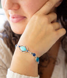 Regal Blue Turquoise and Apatite Sterling Silver Link Bracelet - Barse Jewelry - Flyclothing LLC