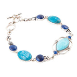 Regal Blue Turquoise and Apatite Sterling Silver Link Bracelet - Barse Jewelry - Flyclothing LLC