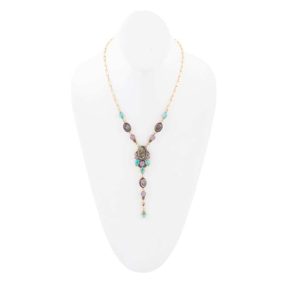 Regalia Blue Abalone Golden Y Necklace - Barse Jewelry - Flyclothing LLC