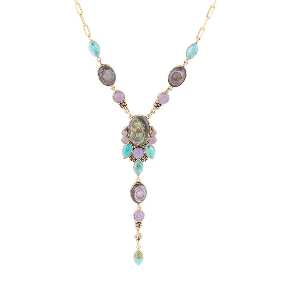 Regalia Blue Abalone Golden Y Necklace - Barse Jewelry - Flyclothing LLC