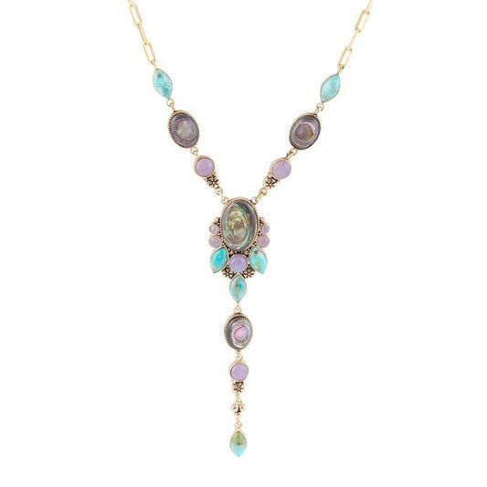 Regalia Blue Abalone Golden Y Necklace - Barse Jewelry - Flyclothing LLC