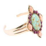 Regalia Blue Turquoise Purple and Orange Coral Golden Cuff Bracelet - Barse Jewelry - Flyclothing LLC