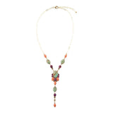 Regalia Blue Turquoise Purple and Orange Coral Golden Y Necklace - Barse Jewelry - Flyclothing LLC