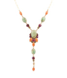 Regalia Blue Turquoise Purple and Orange Coral Golden Y Necklace - Barse Jewelry - Flyclothing LLC