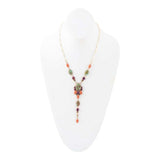 Regalia Blue Turquoise Purple and Orange Coral Golden Y Necklace - Barse Jewelry - Flyclothing LLC