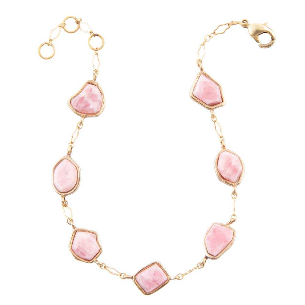 Pink Rhodonite and Golden Line Bracelet - Barse Jewelry - Flyclothing LLC