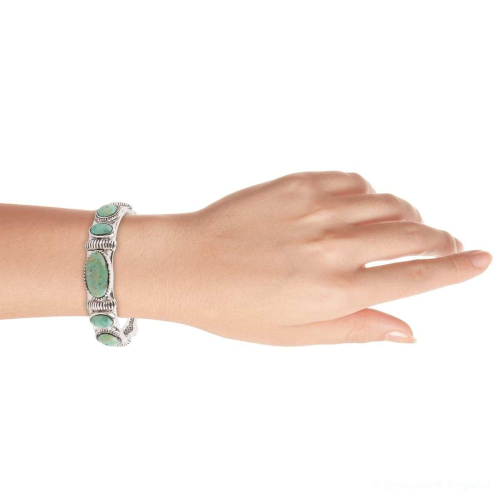 Ribbed Sterling Silver and Blue Turquoise Cuff Bracelet - Barse Jewelry - Flyclothing LLC