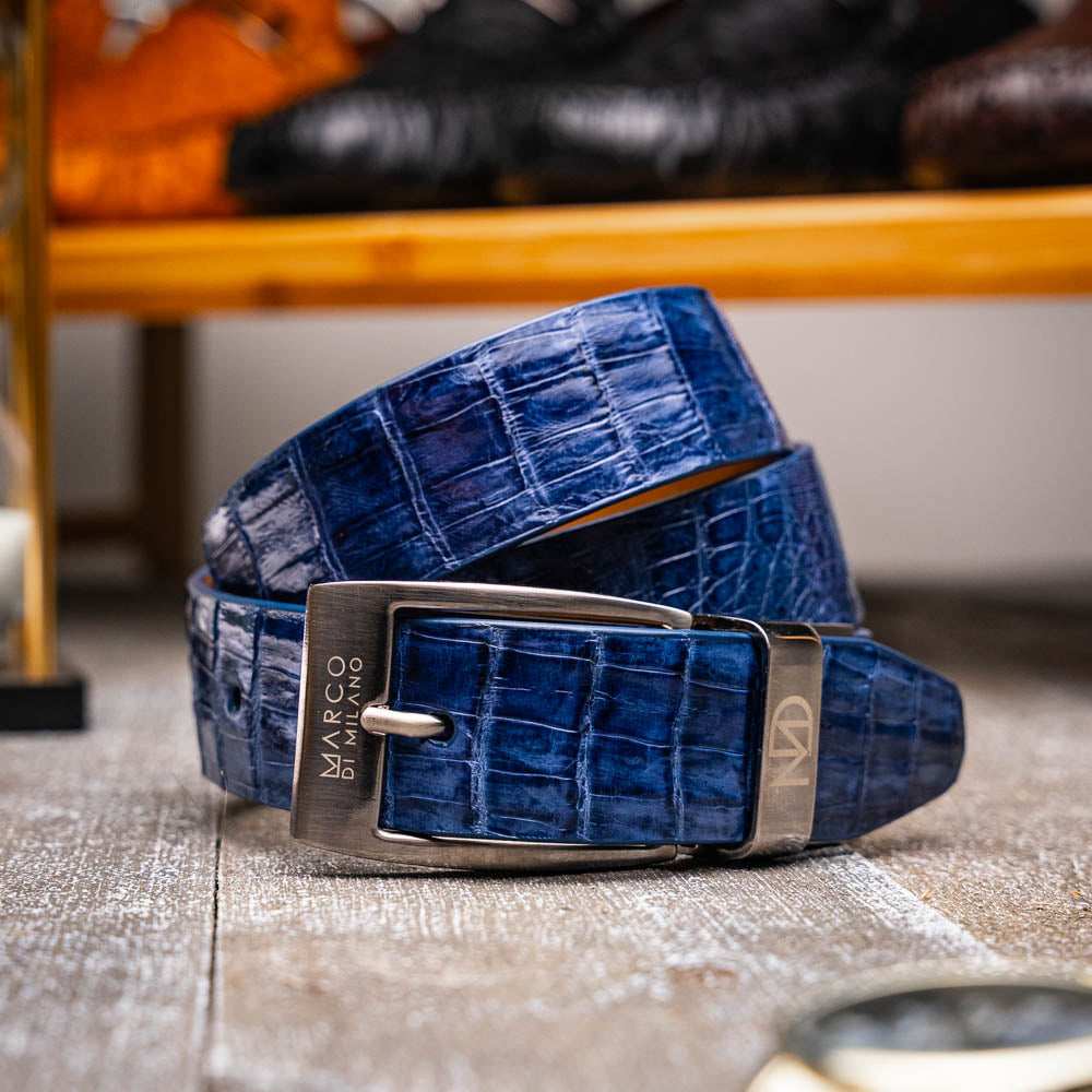 Riccardo Belt Blue Jeans - Marco Di Milano - Flyclothing LLC