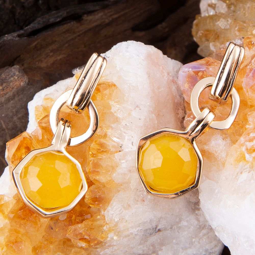 River Rocks Yellow Quartz and Golden Bronze Earrings - Barse Jewelry - Flyclothing LLC
