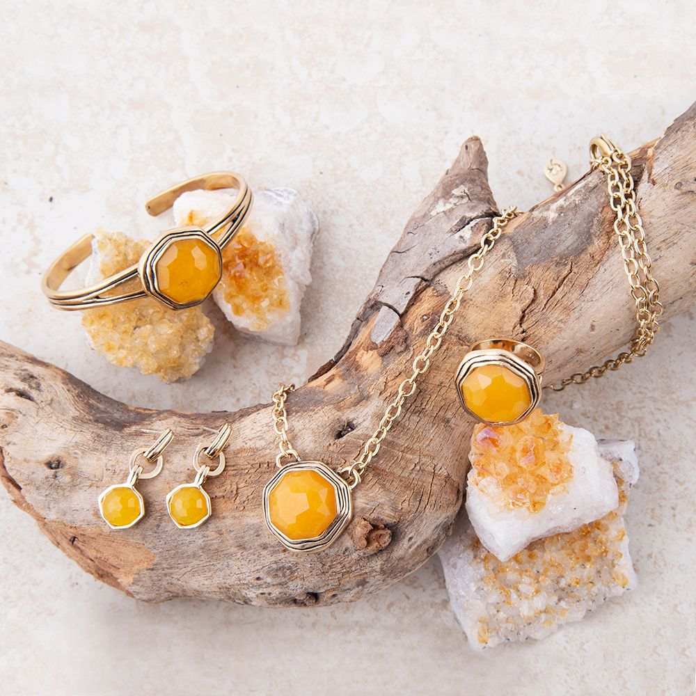 River Rocks Yellow Quartz and Golden Cuff Bracelet - Barse Jewelry - Flyclothing LLC