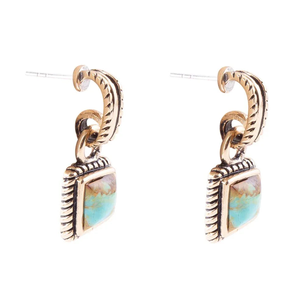 Roped Around Turquoise and Bronze Earrings - Barse Jewelry - Flyclothing LLC