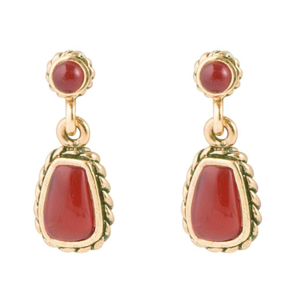 Roped Orange Carnelian Golden Drop Earrings - Barse Jewelry - Flyclothing LLC