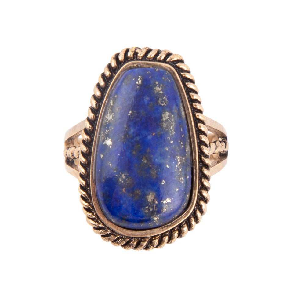 Roped Blue Lapis and Golden Bronze Ring - Barse Jewelry - Flyclothing LLC