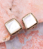 Roped Mother of Pearl Golden Clip Earrings - Barse Jewelry - Flyclothing LLC