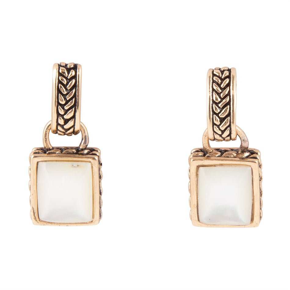 Roped White Mother of Pearl Golden Post Earrings - Barse Jewelry - Flyclothing LLC