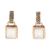 Roped White Mother of Pearl Golden Post Earrings - Barse Jewelry - Flyclothing LLC