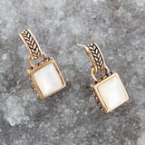 Roped White Mother of Pearl Golden Post Earrings - Barse Jewelry - Flyclothing LLC