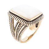 Roped White Mother of Pearl and Golden Statement Ring - Barse Jewelry - Flyclothing LLC