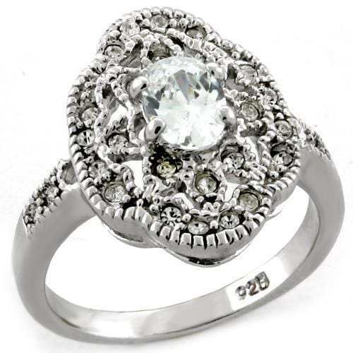 S03818 - Rhodium 925 Sterling Silver Ring with AAA Grade CZ in Clear - Alamode - Flyclothing LLC