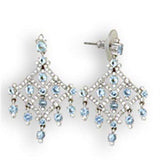 S35801 - Rhodium 925 Sterling Silver Earrings with Top Grade Crystal in Sea Blue - Alamode - Flyclothing LLC