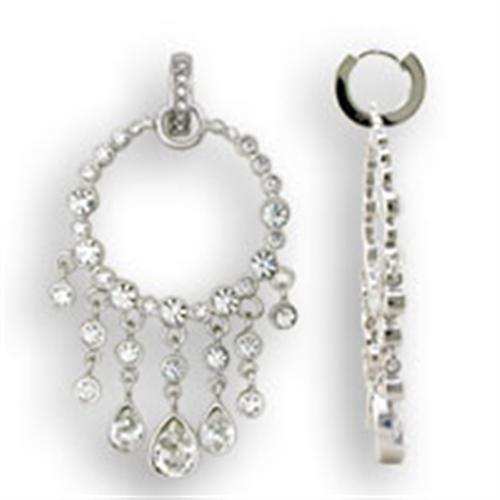 S37108 - Rhodium 925 Sterling Silver Earrings with Top Grade Crystal in Clear - Alamode - Flyclothing LLC