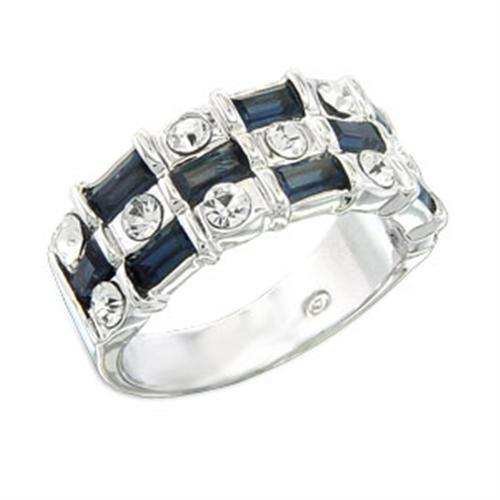 S55206 - Rhodium 925 Sterling Silver Ring with Top Grade Crystal in Montana - Alamode - Flyclothing LLC