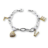 S56206 - Reverse Two-Tone 925 Sterling Silver Bracelet with AAA Grade CZ in Clear - Alamode - Flyclothing LLC