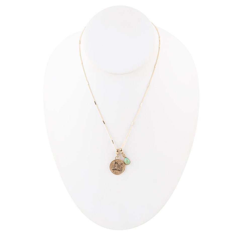 Sagittarius - Zodiac Blue Turquoise Golden Charm Necklace - Barse Jewelry - Flyclothing LLC
