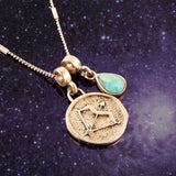 Sagittarius - Zodiac Blue Turquoise Golden Charm Necklace - Barse Jewelry - Flyclothing LLC