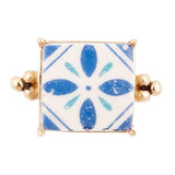Santorini Blue and White Tile Golden Statement Ring - Barse Jewelry - Flyclothing LLC
