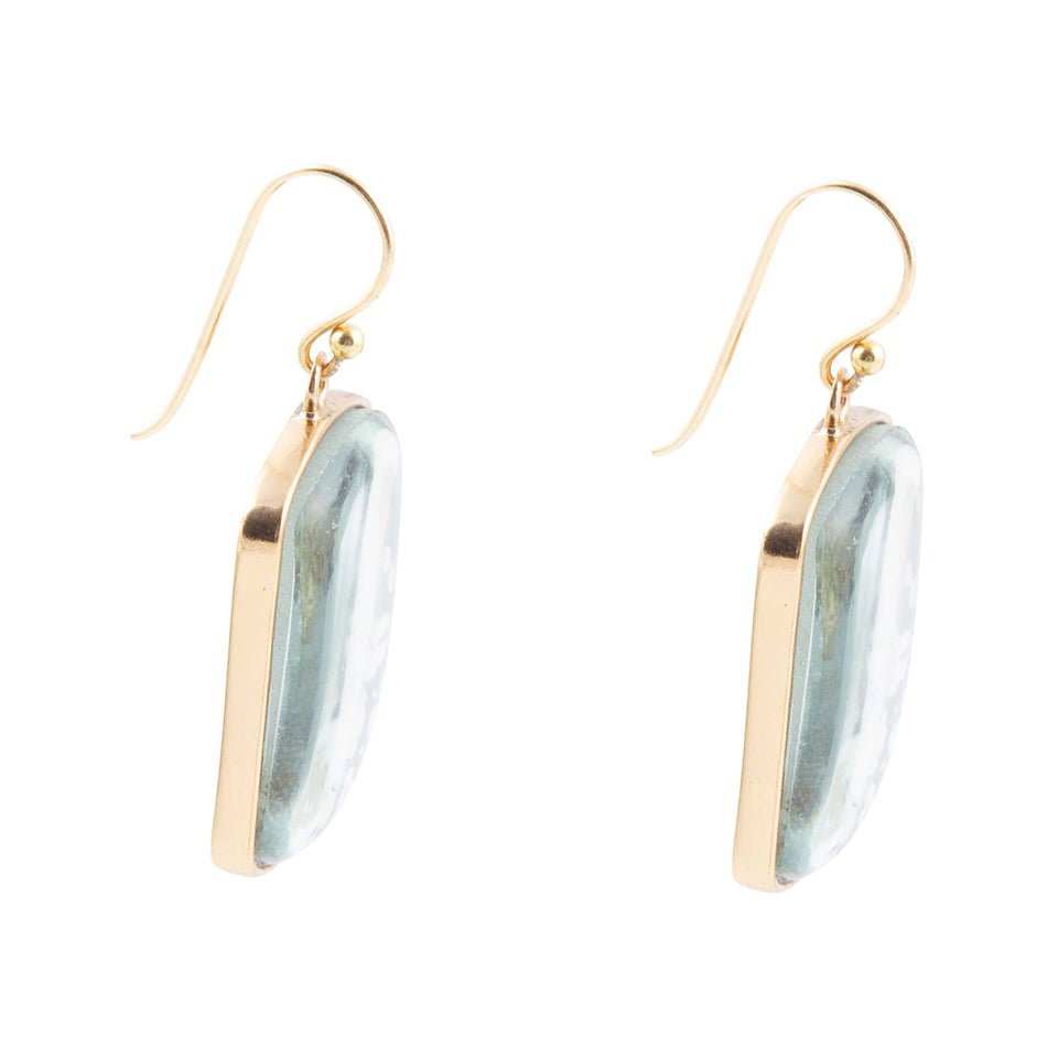 Santorini Cobalt Blue and White Golden Earrings - Barse Jewelry - Flyclothing LLC