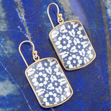 Santorini Cobalt Blue and White Golden Earrings - Barse Jewelry - Flyclothing LLC