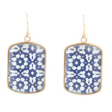Santorini Cobalt Blue and White Golden Earrings - Barse Jewelry - Flyclothing LLC