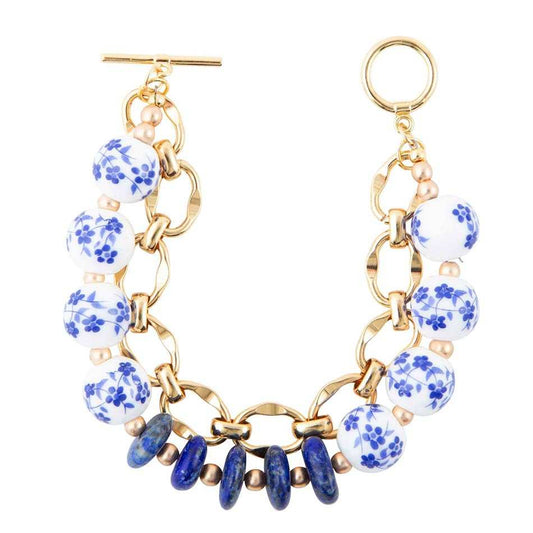 Santorini Cobalt Blue Lapis and Golden Bracelet - Barse Jewelry - Flyclothing LLC