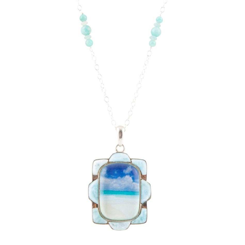 Scenic Beach Blue Larimar and Sterling Silver Pendant Necklace - Barse Jewelry - Flyclothing LLC