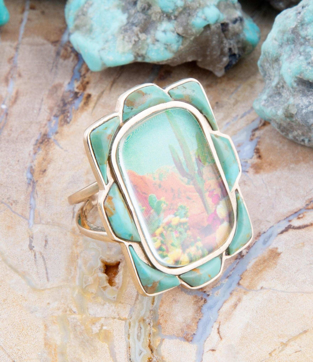 Scenic Desert Sedona Blue Turquoise Golden Ring - Barse Jewelry - Flyclothing LLC