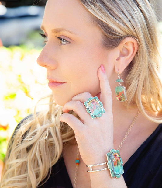 Scenic Desert Sedona Blue Turquoise Golden Ring - Barse Jewelry - Flyclothing LLC