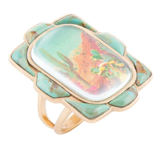 Scenic Desert Sedona Blue Turquoise Golden Ring - Barse Jewelry - Flyclothing LLC